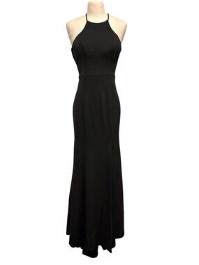 Bariano Black Halter Maxi Dress With Adjustable Corset Tie Back